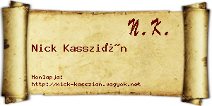 Nick Kasszián névjegykártya